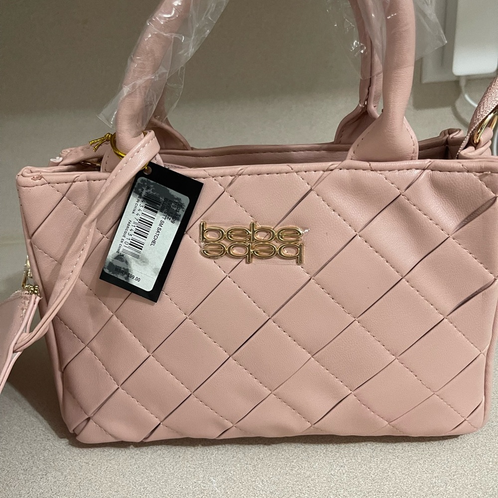 bebe Quilted Crossbody Purse Satchel Pale Pink